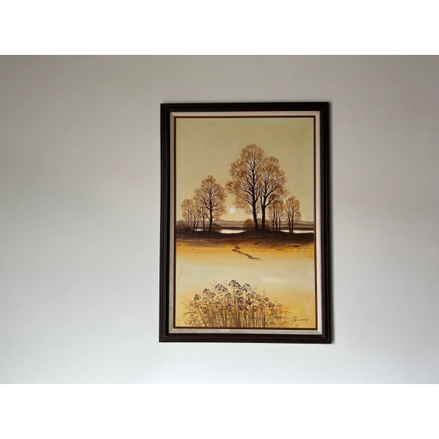 Impressionist 1980's Vintage G. Robery Impressionist Sunset Landscape Oil Painting, Framed For Sale - Image 3 of 12