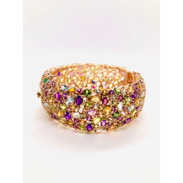 1990s Bochic “Capri” Vintage Amethyst, Aquamarine & Citrine Bangle Set In 18K Gold & Silver For Sale - Image 5 of 9