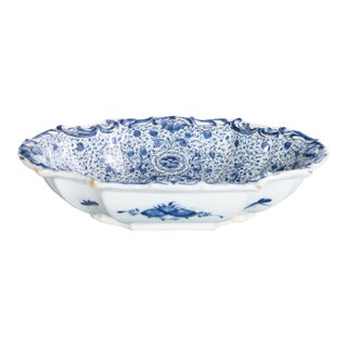 Rare 18th Century Dutch Delft Faience Floral Patterned Lobed Dish Bowl For Sale