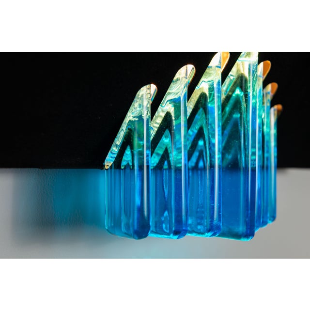 Wall Lamps with Black Frames and Blue Glass from AV Mazzega, 1980s, Set of 2 For Sale - Image 18 of 18