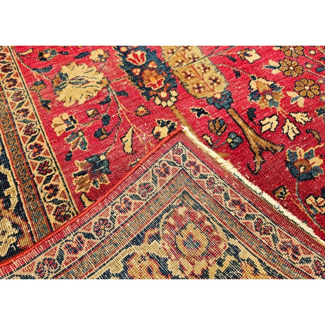 Antique Persian Khorassan Rug, Hand-Knotted Wool, Tree of Life Pattern, Crimson Red & Blue, 6x9 For Sale - Image 4 of 18