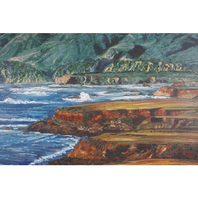 A beautiful American Impressionist oil seascape of the rugged Big Sur coast, Carmel California by Virginia Shackles...