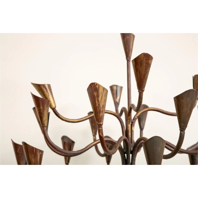 Mid-Century Modern Mid-Century Modern French Brass & Iron 20 Arm Floor Candelabra For Sale - Image 3 of 7