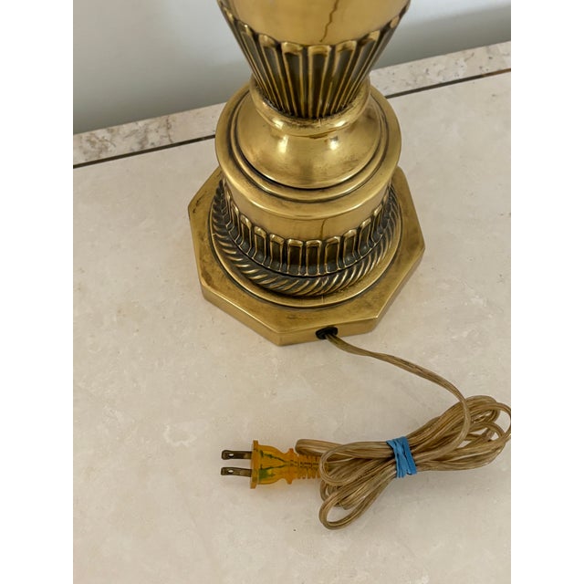 Brass 1970s Art Nouveau Brass Swan Handled Lamp For Sale - Image 8 of 9