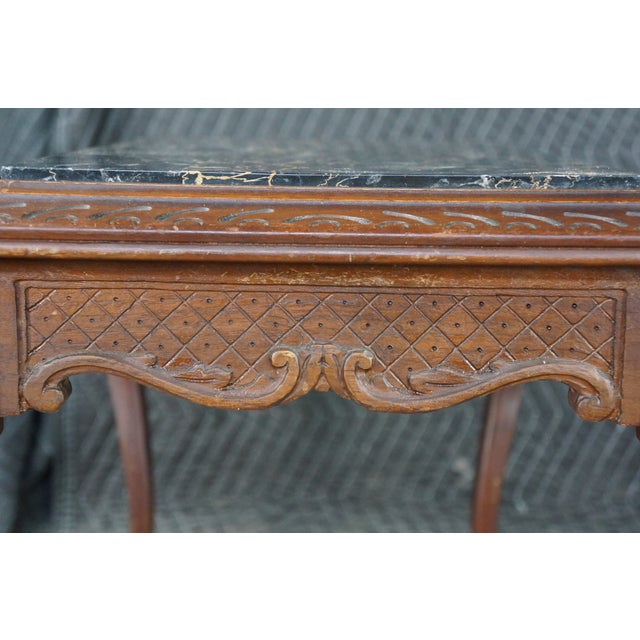 Antique Belle Epoque French Louis XV Style Walnut Marble Side Table Plant Stand For Sale - Image 15 of 18