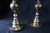Pair of Large Brass Catholic Altar Candle Stands With Wax Catchers For Sale - Image 4 of 4
