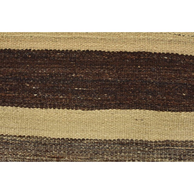 2020s Kilim Runner 2’7” X 9’6” Brown Wool Striped Handwoven Oriental Rug For Sale - Image 5 of 13