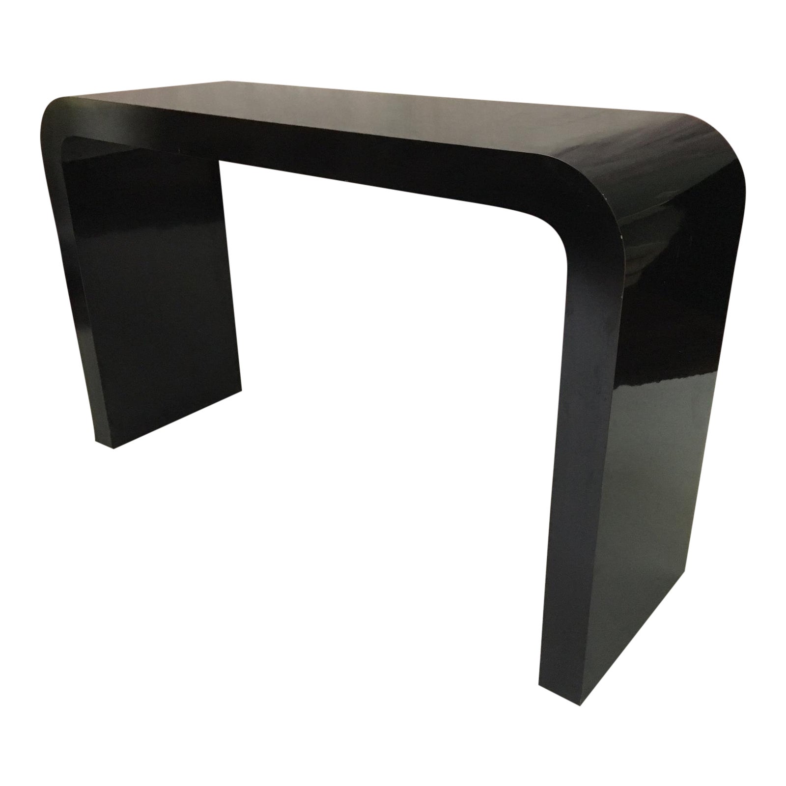 Gloss Black Hollywood Regency Waterfall Console Table After Karl ...