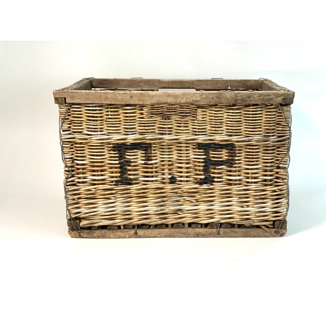 Brown 1900s Felix Potin Wicker Wine Crate For Sale - Image 8 of 11