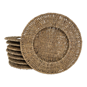 Vintage Natural Woven Seagrass Table Chargers - Set of 8