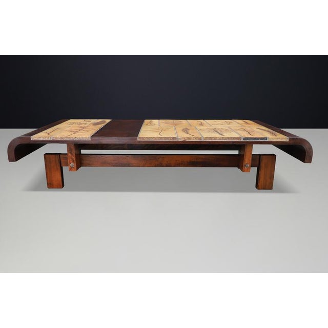 1960s Garrigue Ceramic and Bent Beechwood Coffee Table by Roger Capron, France, 1960s For Sale - Image 5 of 18
