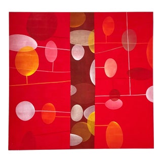 Vintage Boho Geometric Abstract Oil Painting on Canvas For Sale