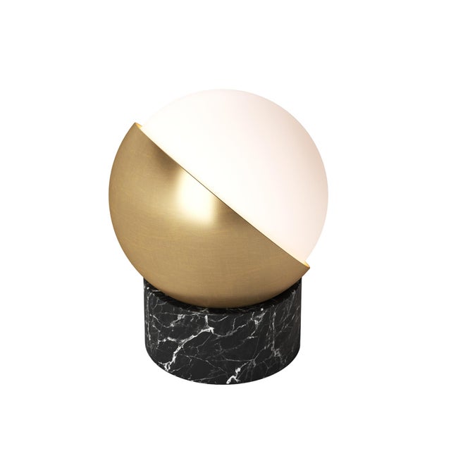 ORB Rechargeable Cordless LED Table Lamp, 3-Levels Brightness Touch Sensor Control, Black Marble / Brushed Brass For Sale - Image 10 of 14