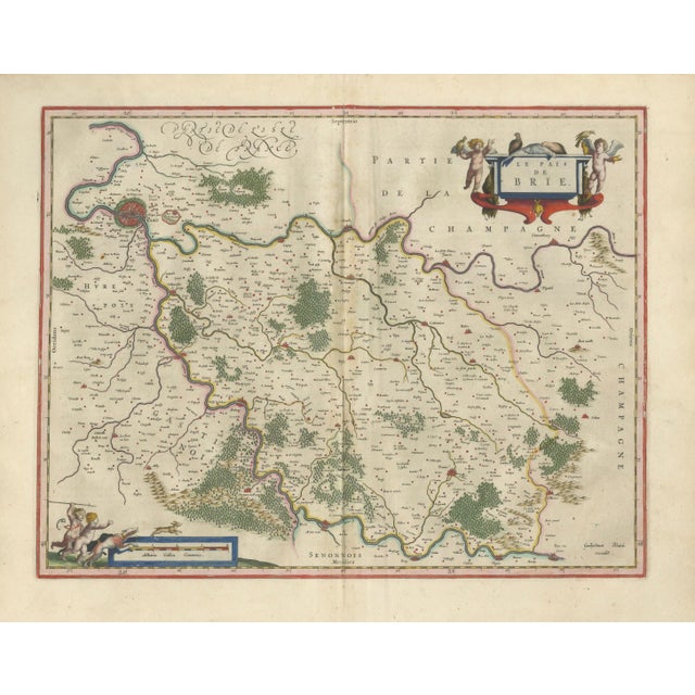 Antique Map of Brie and Champagne Paris Region by Blaeu, France, 1642 For Sale - Image 9 of 11