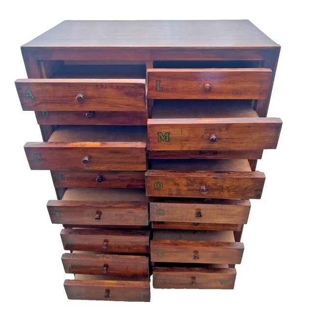 Antique Industrial Multi Twenty Drawer Mercantile Sheet Music, Filing Chest For Sale - Image 4 of 18