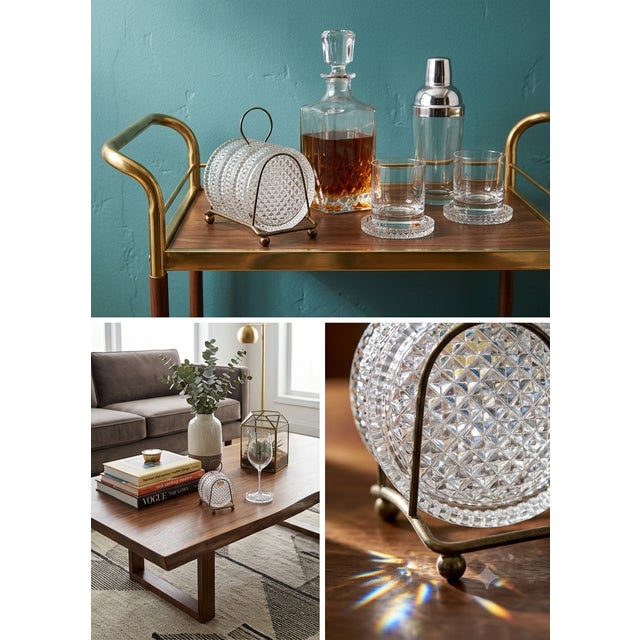 Elevate your hosting game with this stunning vintage set of six genuine 24% lead crystal coasters, crafted in West...