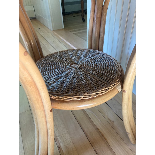 Coastal Vintage Rattan and Cane Two Tier Side Table For Sale - Image 3 of 8
