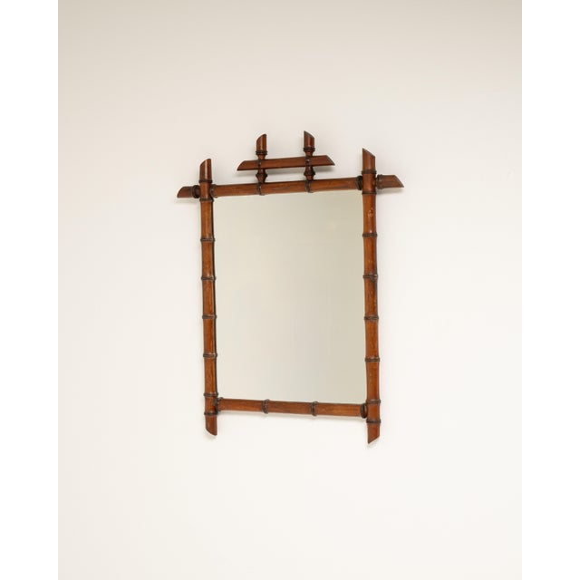 Faux Bamboo Wall Mirror, Antique, France, Circa 1900 For Sale - Image 4 of 8