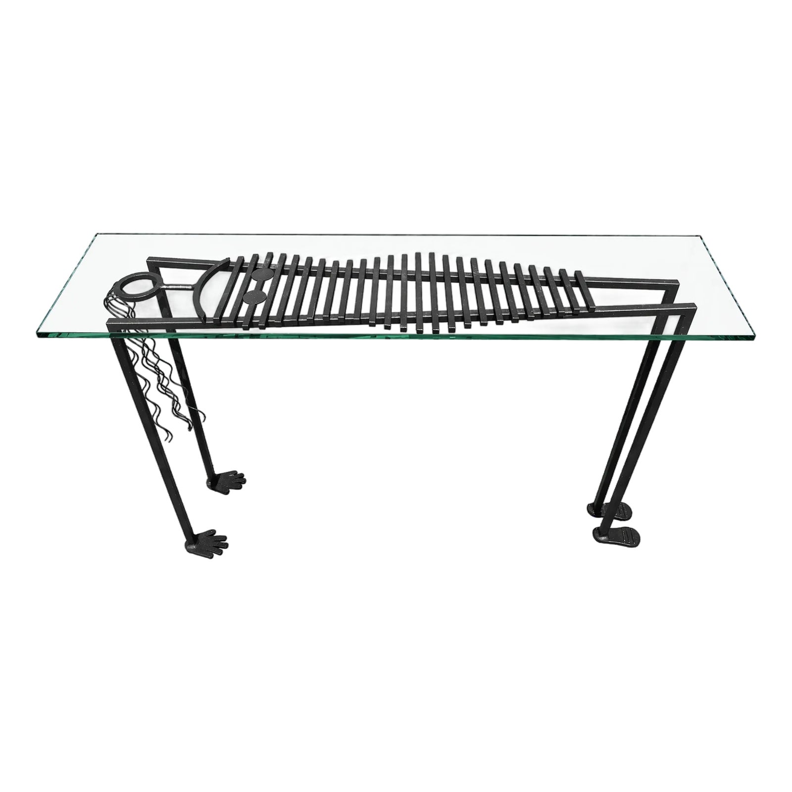 1980s Sculptural Anthropomorphic Iron Lady Console Table | Chairish