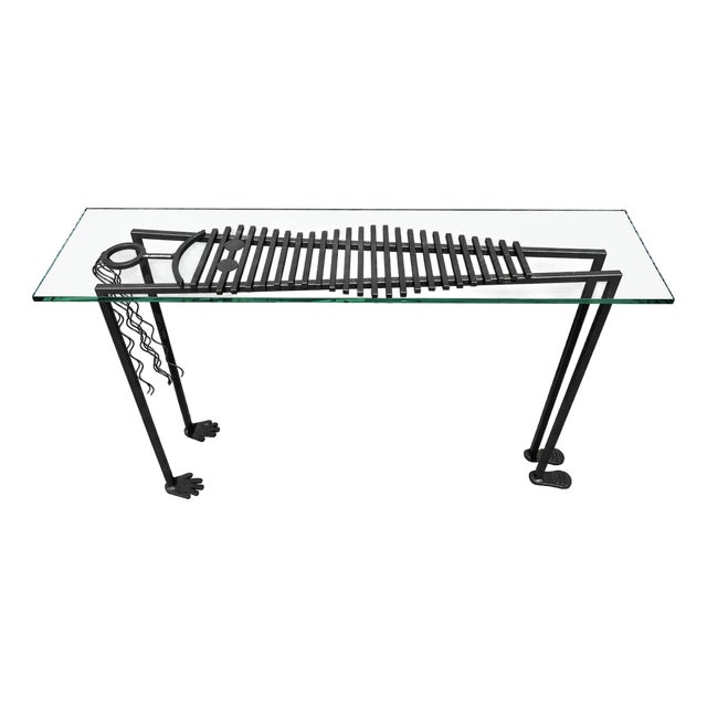 1980s Sculptural Anthropomorphic Iron Lady Console Table For Sale