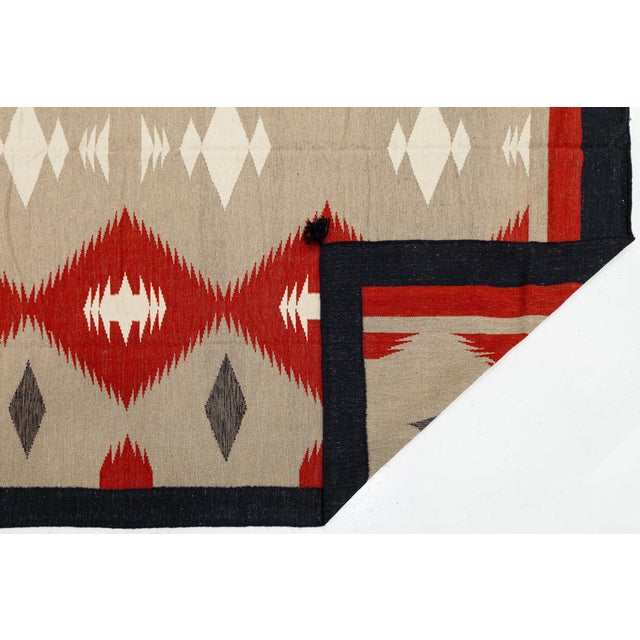 Native American Modern Handmade Navajo Style Wool Area Rug – Contemporary Southwest Geometric For Sale - Image 3 of 12