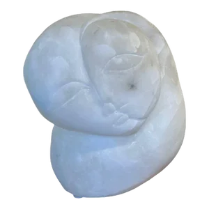 Contemporary Figural Marble Bust Depicting Heart Shaped Face Signed Forma