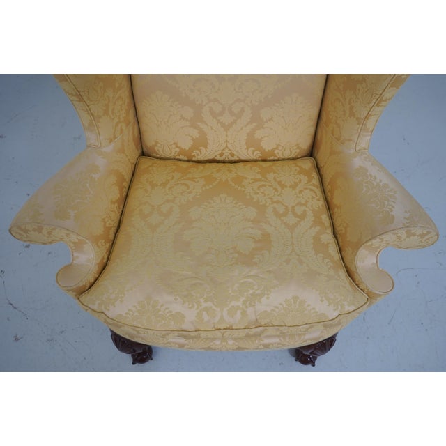 Gold Kindel Winterthur Collection Damask Wing Chair For Sale - Image 8 of 12