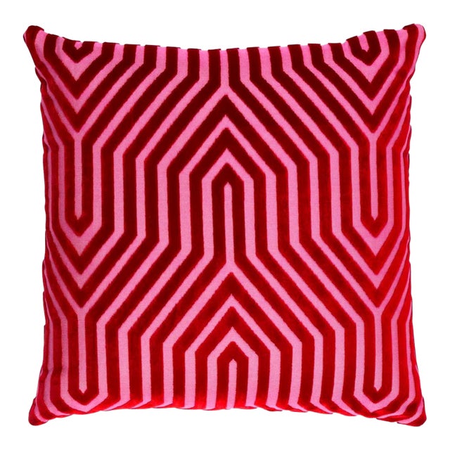 Vanderbilt Velvet Pillow Cover in Fuchsia, 20x20 Pillow For Sale