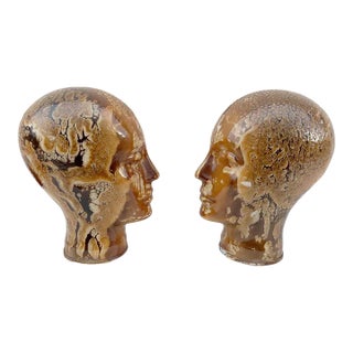 Vintage Pair of Glass Head Sculptures Attributed to Piero Fornasetti For Sale