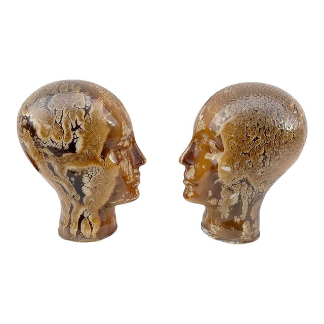 Vintage Pair of Glass Head Sculptures Attributed to Piero Fornasetti For Sale
