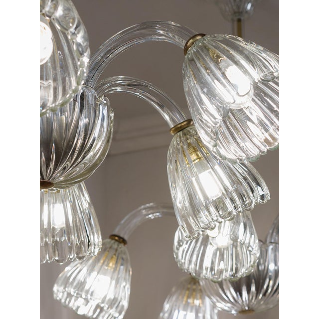 Murano Glass Chandeliers attributed to Barovier & Toso, Italy, 1940s, Set of 2 For Sale - Image 4 of 14