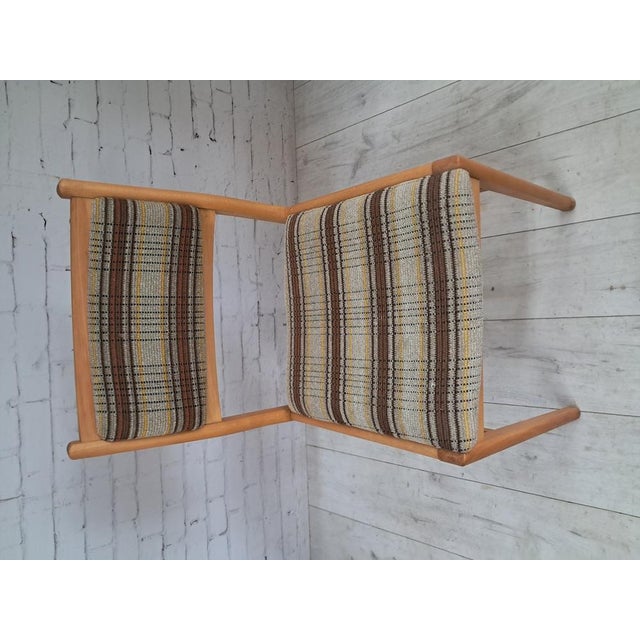 Mid-Century Modern East German Beech Dining Chairs with Plaid Upholstery, 1980s, Set of 2 For Sale - Image 16 of 18