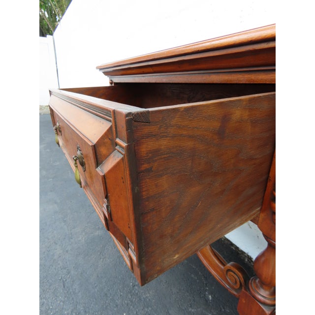 Early 20th Century 1900s Carved Long Sideboard Buffet Credenza Bathroom Vanity 6398 For Sale - Image 5 of 18