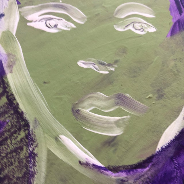 Contemporary “Boy in Green and Purple” Contemporary Original Painting on Paper by CL Auker For Sale - Image 3 of 4
