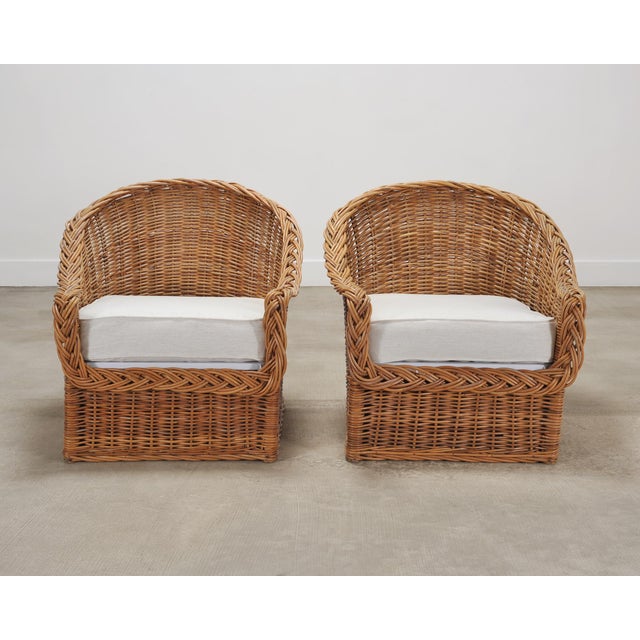Suite of Michael Taylor Style Rattan Wicker Chairs and Sofa For Sale - Image 12 of 18