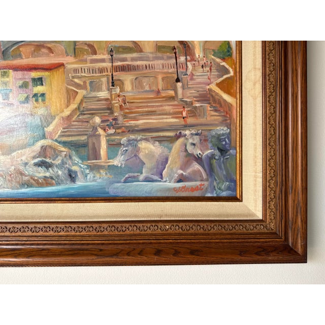Wood 1980’s Vintage Parisian Landscape Oil Painting, Signed For Sale - Image 7 of 12
