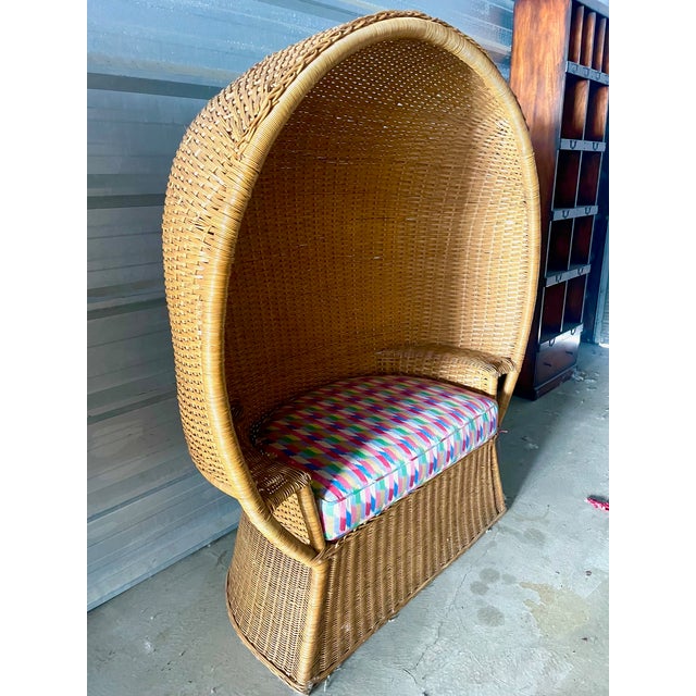 Wood Early 20th Century Woven Willow and Rattan Hooded Settee For Sale - Image 7 of 9