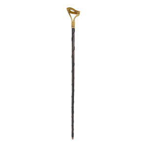 Antique Handmade Carved Buffalo Horn Wood Folk Art Cane Walking Stick