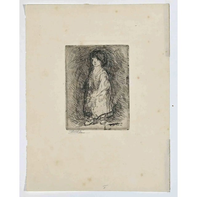 Bernard Naudin, The Little Bohémienne, Original Etching, Early 20th-Century For Sale - Image 3 of 3