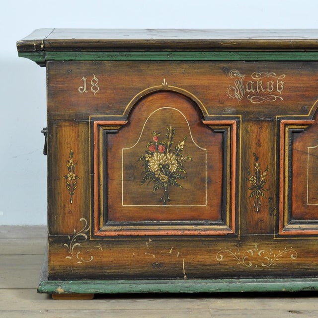 Folk Art Bridal Chest, 1826 For Sale - Image 12 of 18
