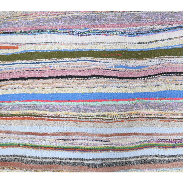 Vintage Turkish Hand-Knotted Wool Cotton Beige Kilim Runner Rug For Sale - Image 6 of 9