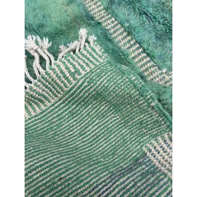 Large Mint Green Moroccan Mrirt Wool Rug For Sale - Image 9 of 9