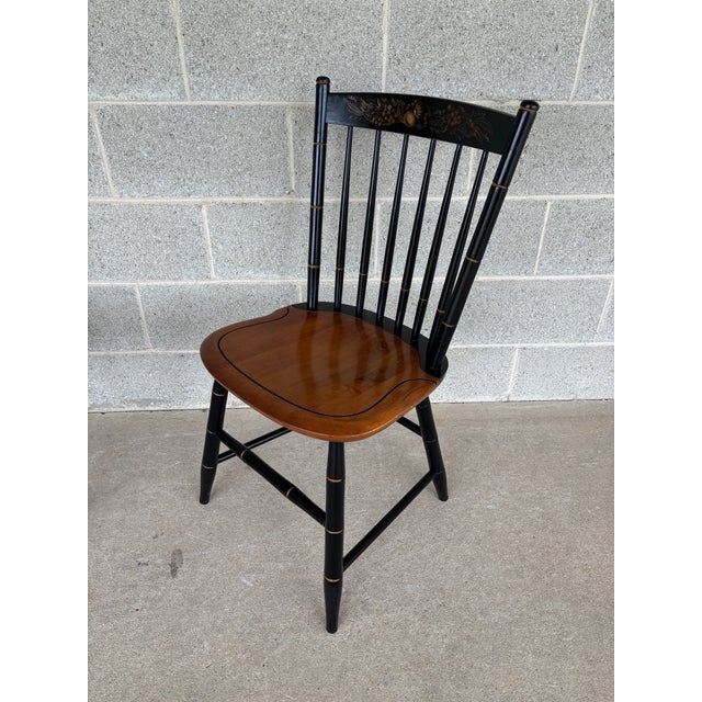 L. Hitchcock Black Harvest Maple Prospect Windsor Side Chairs - A Pair For Sale In Philadelphia - Image 6 of 11