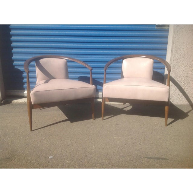 Textile Mid Century Modern Pair of Lounge Chairs For Sale - Image 7 of 7