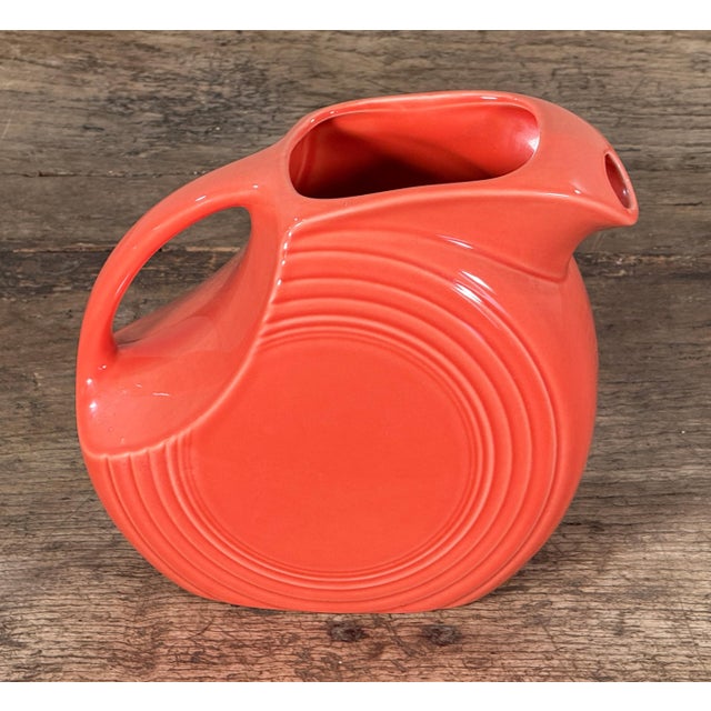 Vintage Fiesta Ware Disc Pitcher in Red Persimmon Glaze by Homer Laughlin For Sale In Providence - Image 6 of 7
