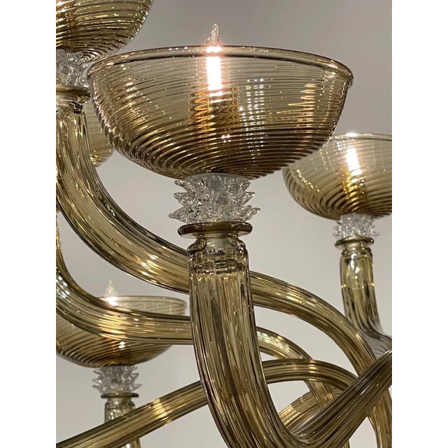 Early 21st Century Modern Gold Murano Glass Chandelier with 12 Arms For Sale - Image 5 of 10