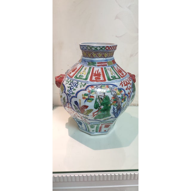 Blue Chinese Ceramic Pot Yuan Dynasty Zhizheng Marked Blue and White Doucai Porcelain Jar Hand Painted Figures Story Pattern For Sale - Image 8 of 9