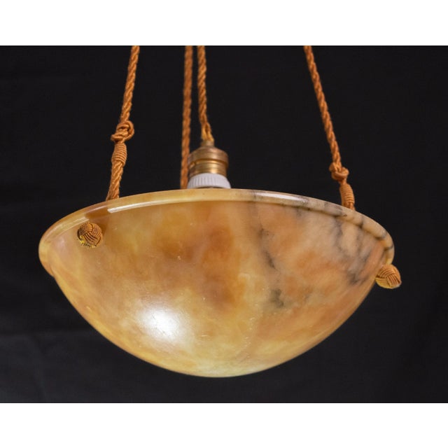 Orange Art Deco Alabaster Pendant, 1950s For Sale - Image 9 of 12