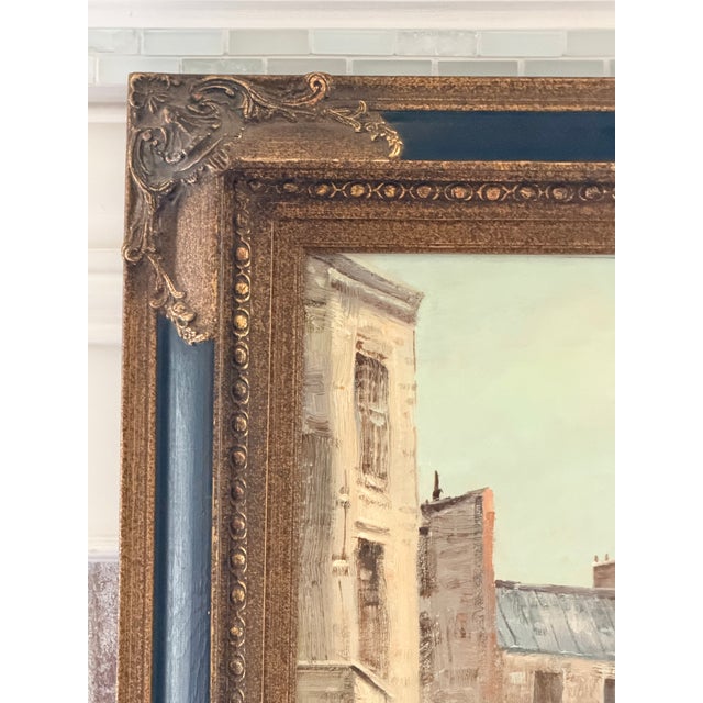 Large Vintage Parisian Street Scene Oil Painting of Victorian Woman in Ornate Gilt Frame For Sale In Charlotte - Image 6 of 17