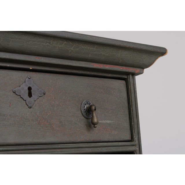 Brown g.l. Sawyer Custom Made Crackle Paint 8 Drawer Highboy For Sale - Image 8 of 14